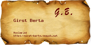 Girst Berta névjegykártya